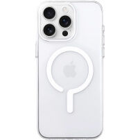 Przezroczyste Etui z twardego plastiku z białym MagSafe do iPhone 16 Pro Max - przezroczyste