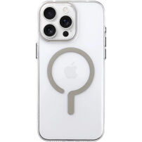 Przezroczyste Etui z twardego plastu z beżowym MagSafe do iPhone 16 Pro Max - przezroczyste