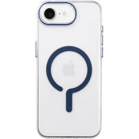 Przezroczyste Etui z twardego plastu z niebieskim MagSafe do iPhone 16e / 17e - przezroczyste
