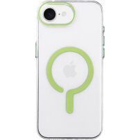 Przezroczyste Etui z twardego plastu z zielonym MagSafe do iPhone 16e / 17e - przezroczyste