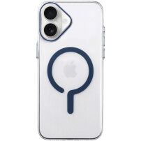 Przezroczyste Etui z twardego plastu z niebieskim MagSafe do iPhone 17 - przezroczyste