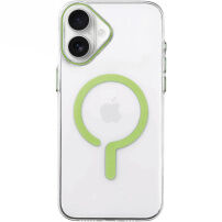 Przezroczyste Etui z twardego plastu z zielonym MagSafe do iPhone 17 - przezroczyste