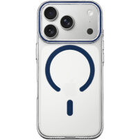 Przezroczyste Etui z twardego plastiku z niebieskim MagSafe do iPhone 17 Pro / 18 Pro - przezroczyste