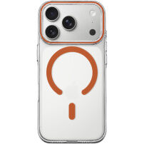 Przezroczyste Etui z twardego plastu z pomarańczowym MagSafe do iPhone 17 Pro Max / 18 Pro Max - przezroczyste