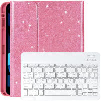 Błyszczące Etui zamykane z klawiaturą i miejscem na Apple Pencil do iPad 10,2" (2019-2021) / Air 3 (2019) / Pro 10,5" - różowe