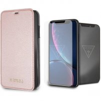Guess Bundle pokrowiec i szkło hartowane do iPhone XR - różowo-złoty