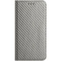 Etui zamykane ze wzorem włókna węglowego do iPhone 17 Pro / 18 Pro - szare