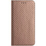 Etui zamykane ze wzorem włókna węglowego do iPhone 17 Pro Max / 18 Pro Max - brązowe