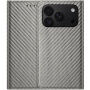 Etui zamykane ze wzorem włókna węglowego do iPhone 17 Pro Max / 18 Pro Max - szare