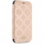 Guess Debossed Peony pokrowiec flip do iPhone XR - beżowy