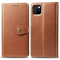 Retro pokrowiec portfelowy ze skóry sztucznej do iPhone 11 Pro Max - brązowy