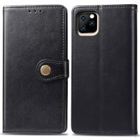 Retro pokrowiec portfelowy ze skóry sztucznej do iPhone 11 - czarny